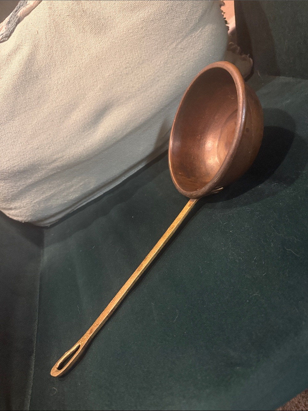 Antique Copper Serving Ladle with Long Handle - Brown Copper Finish